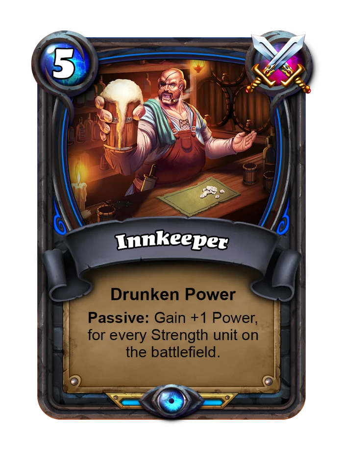 Innkeeper — a Humans card carrying the Strength affiliation