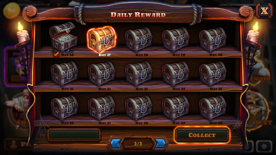The daily reward calendar