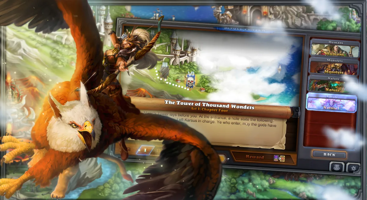 A griffin rider over the campaign map